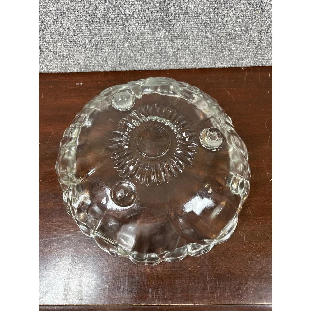 Vtg~Clear Indiana Glass Large Serving Footed Fruit Bowl Flower Pattern